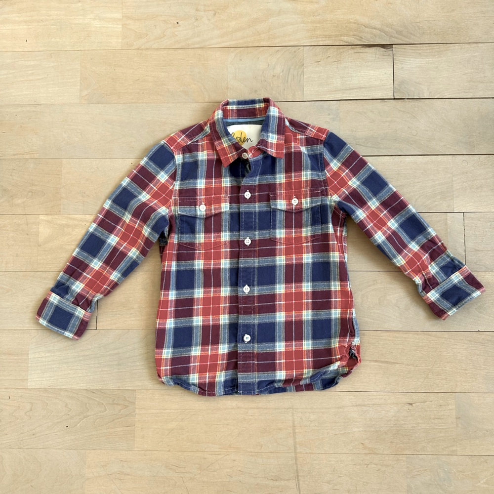 Mini Boden Boy Flannel Oxford Shirt